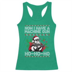 Funny Christmas 80's Die Movie Racerback Tank Top Now I Have A Machine Gun Ho Ho Ho Gun Lover TS11 Irish Green Print Your Wear