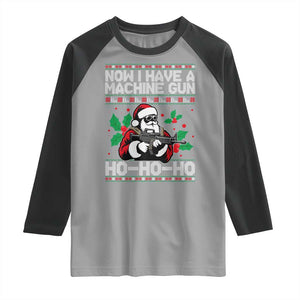 Funny Christmas 80's Die Movie Raglan Shirt Now I Have A Machine Gun Ho Ho Ho Gun Lover TS11 Sport Gray Black Print Your Wear