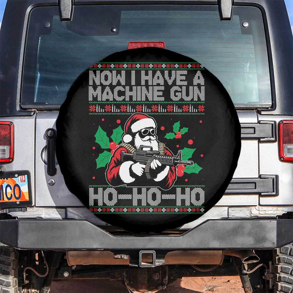 Funny Christmas 80's Die Movie Spare Tire Cover Now I Have A Machine Gun Ho Ho Ho Gun Lover TS11 No hole Black Print Your Wear