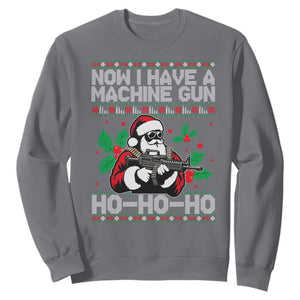 Funny Christmas 80's Die Movie Sweatshirt Now I Have A Machine Gun Ho Ho Ho Gun Lover TS11 Charcoal Print Your Wear