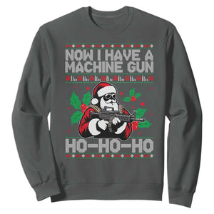 Funny Christmas 80's Die Movie Sweatshirt Now I Have A Machine Gun Ho Ho Ho Gun Lover TS11 Dark Heather Print Your Wear