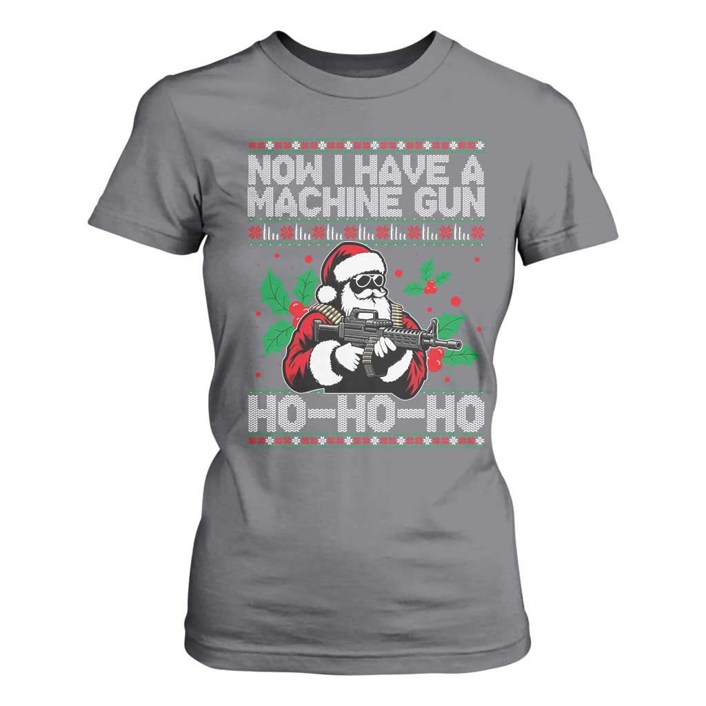 Funny Christmas 80's Die Movie T Shirt For Women Now I Have A Machine Gun Ho Ho Ho Gun Lover TS11 Charcoal Print Your Wear