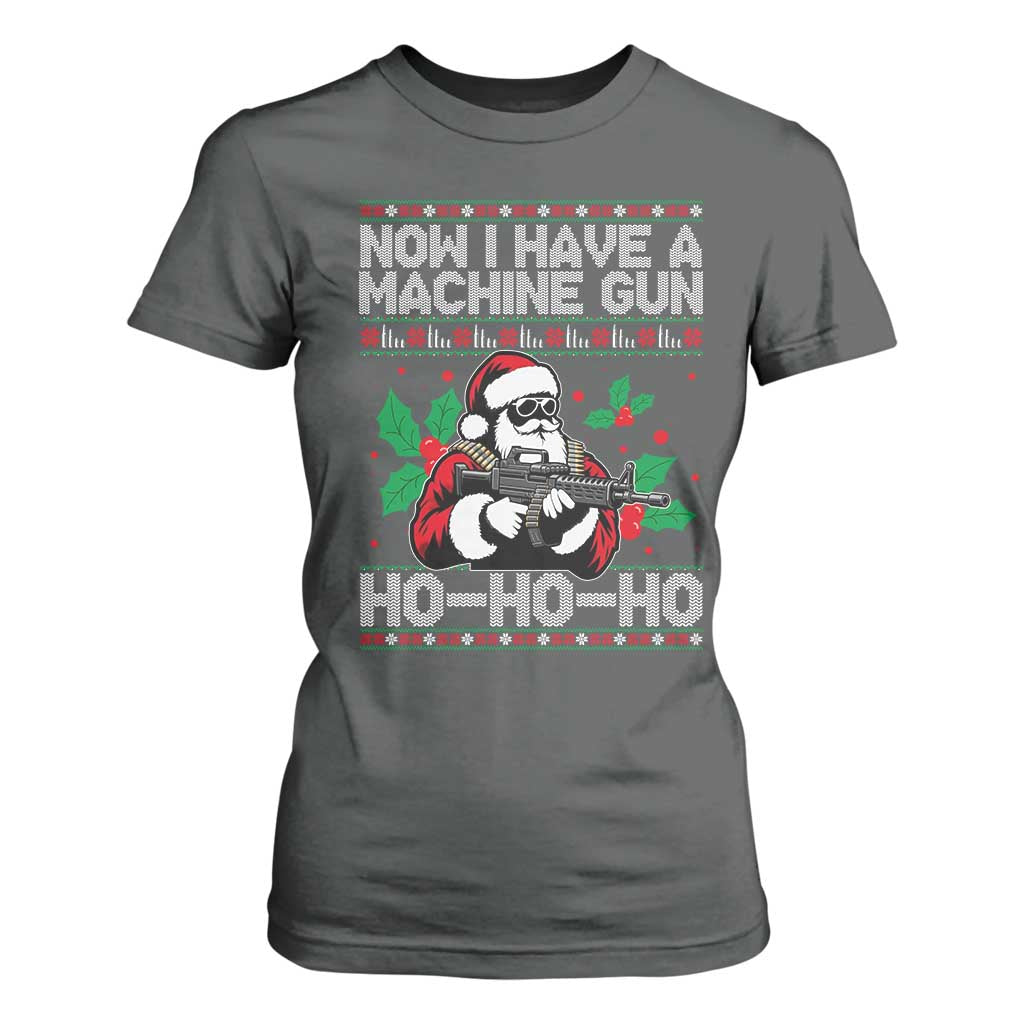 Funny Christmas 80's Die Movie T Shirt For Women Now I Have A Machine Gun Ho Ho Ho Gun Lover TS11 Dark Heather Print Your Wear