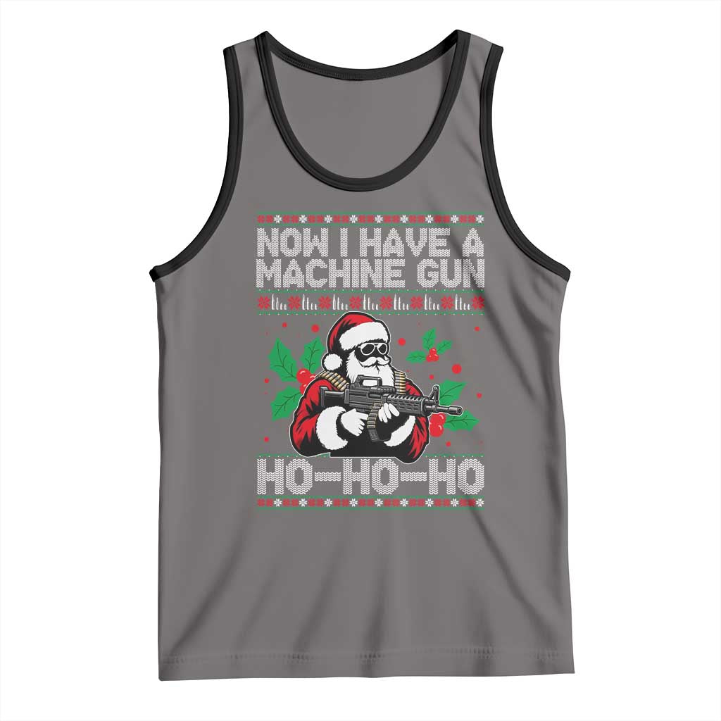 Funny Christmas 80's Die Movie Tank Top Now I Have A Machine Gun Ho Ho Ho Gun Lover TS11 Deep Heather Black Print Your Wear