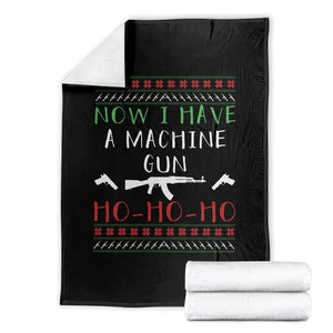 Now I Have A Machine Gun Throw Blanket Funny Christmas Movie Gun Lover TS11 Black Print Your Wear