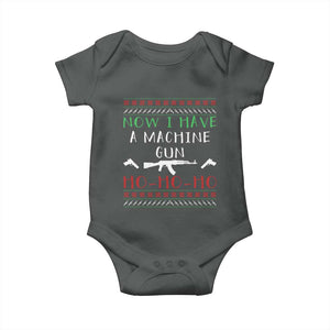 Now I Have A Machine Gun Baby Onesie Funny Christmas Movie Gun Lover TS11 Dark Heather Print Your Wear