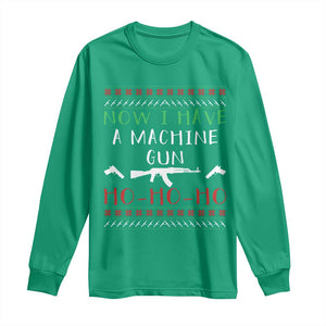 Now I Have A Machine Gun Long Sleeve Shirt Funny Christmas Movie Gun Lover TS11 Irish Green Print Your Wear