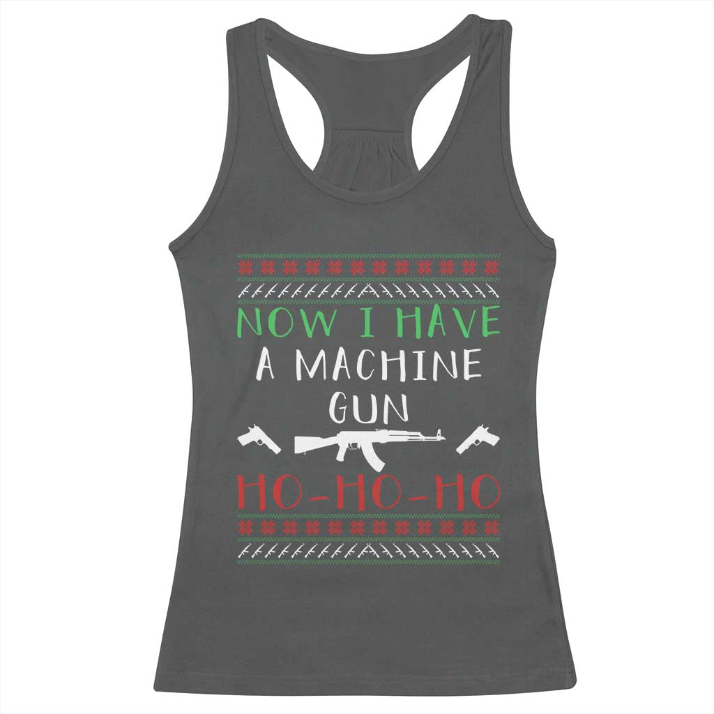 Now I Have A Machine Gun Racerback Tank Top Funny Christmas Movie Gun Lover TS11 Dark Heather Print Your Wear