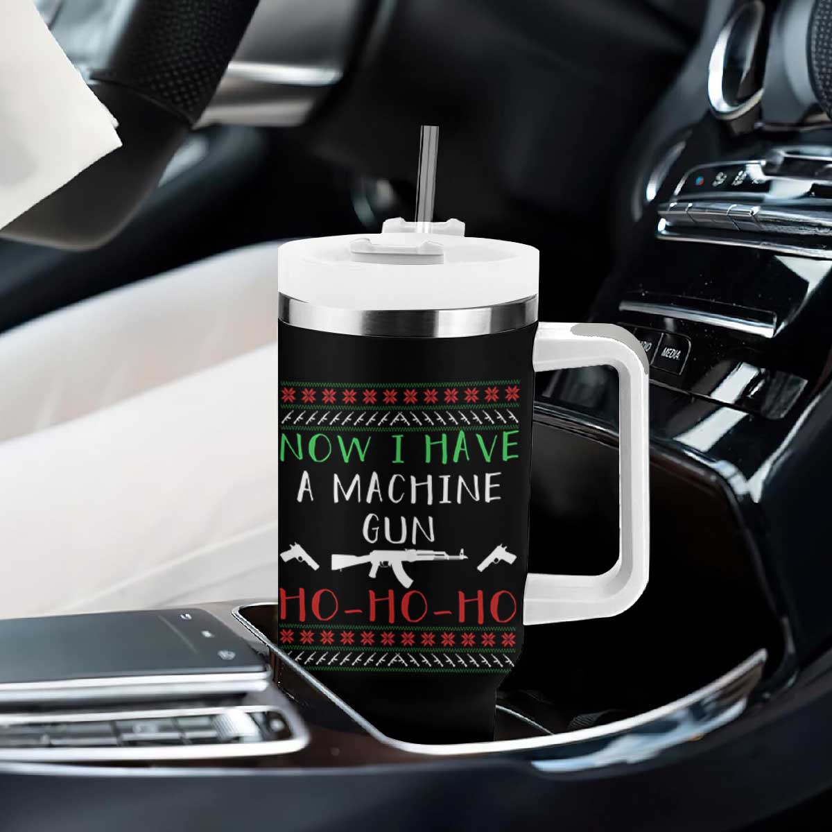 Now I Have A Machine Gun Tumbler With Handle Funny Christmas Movie Gun Lover TS11 Print Your Wear