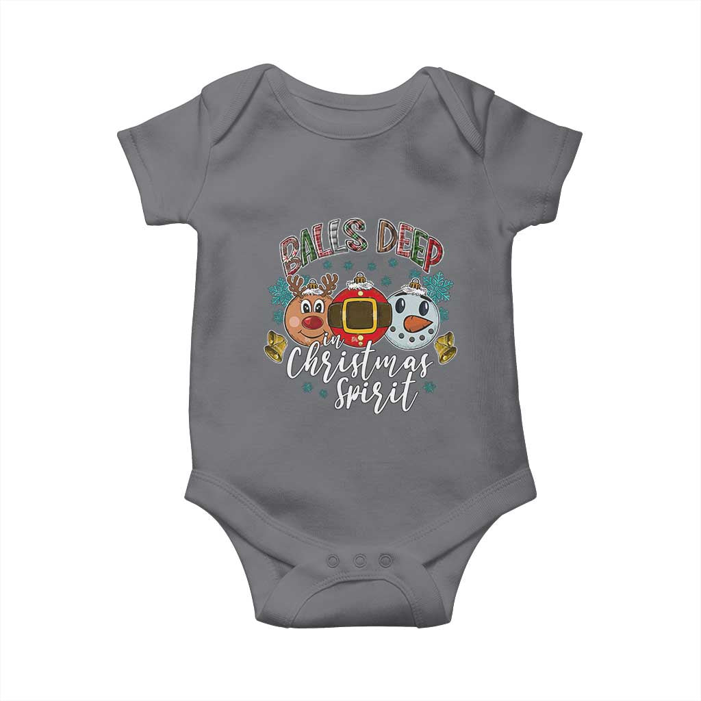 Funny Balls Deep In Christmas Spirit Baby Onesie Xmas Humorous Festive TS11 Charcoal Print Your Wear