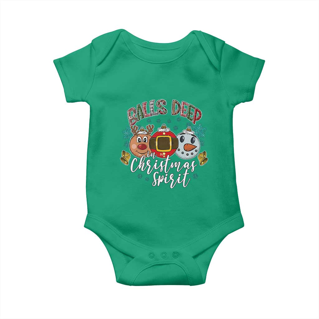 Funny Balls Deep In Christmas Spirit Baby Onesie Xmas Humorous Festive TS11 Irish Green Print Your Wear