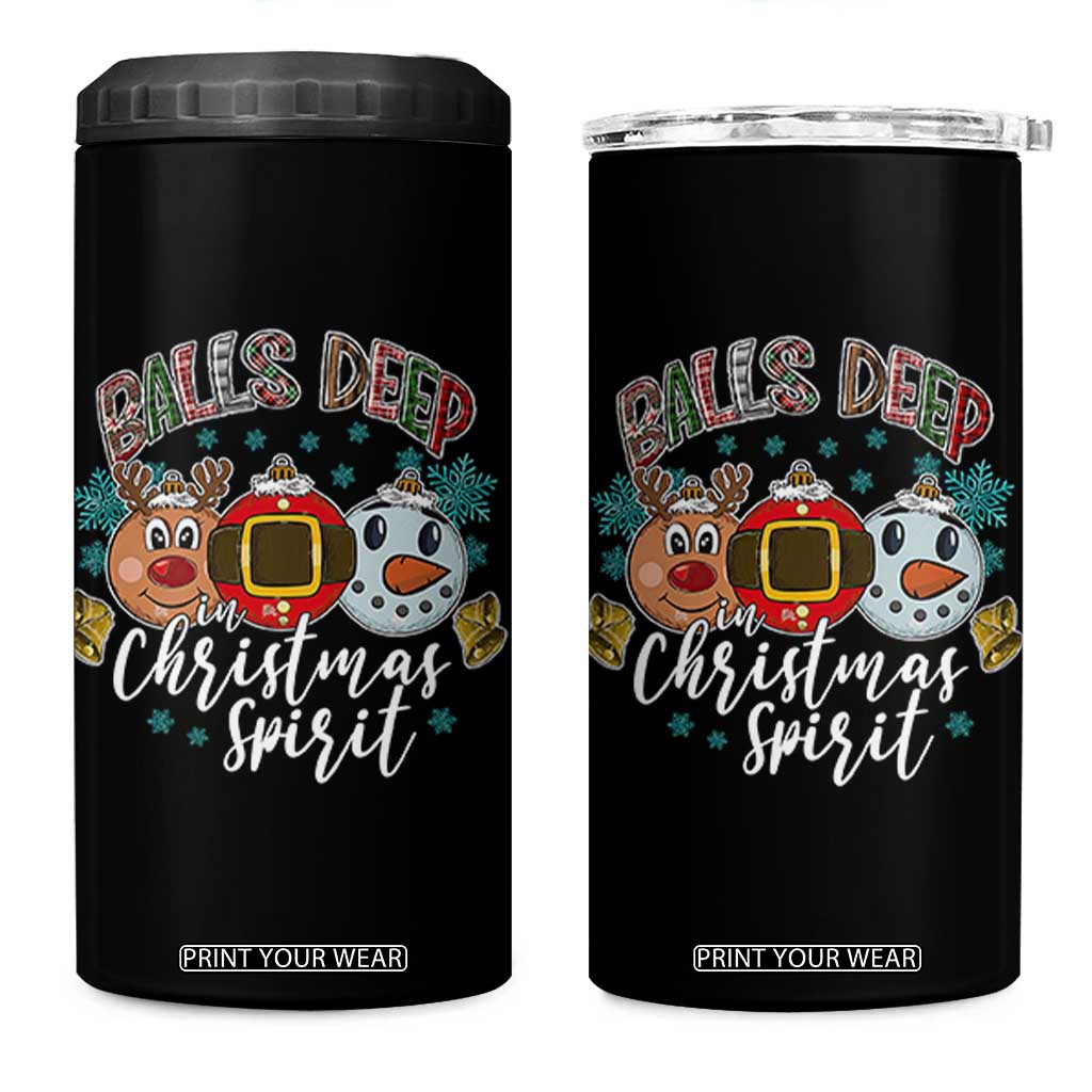 Funny Balls Deep In Christmas Spirit 4 in 1 Can Cooler Tumbler Xmas Humorous Festive TS11 One Size: 16 oz Black Print Your Wear