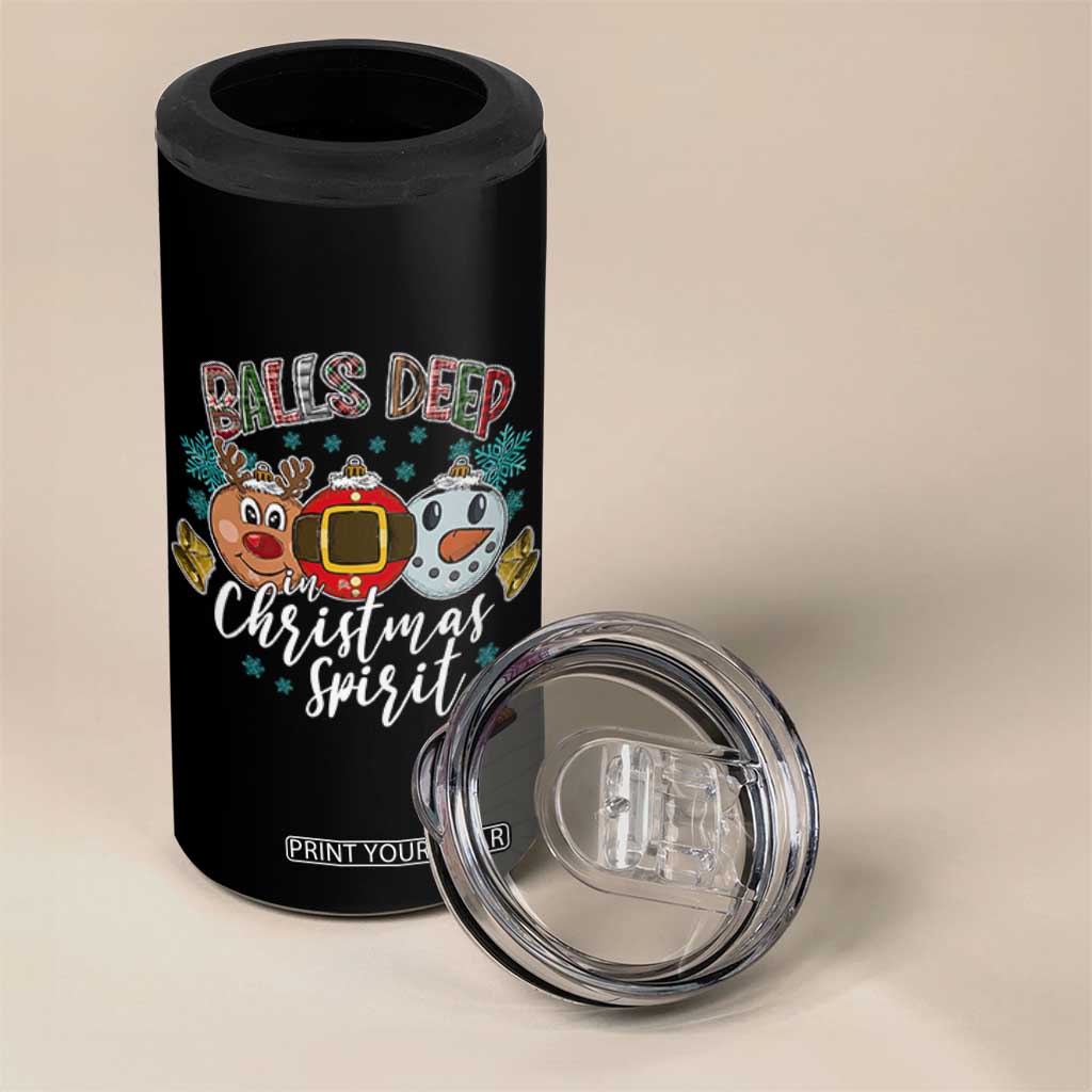 Funny Balls Deep In Christmas Spirit 4 in 1 Can Cooler Tumbler Xmas Humorous Festive TS11 Print Your Wear