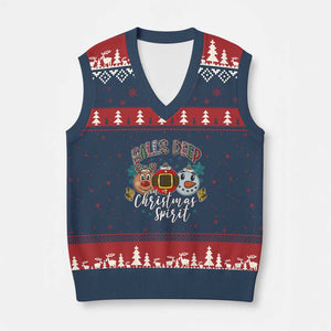 Funny Balls Deep In Xmas Spirit V-Neck Knit Sweater Vest Xmas Humorous Festive TS11 Navy Red Print Your Wear