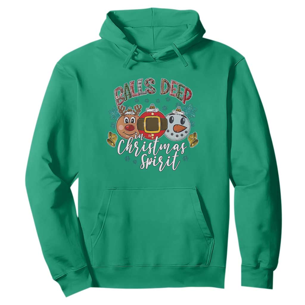 Funny Balls Deep In Christmas Spirit Hoodie Xmas Humorous Festive TS11 Irish Green Print Your Wear