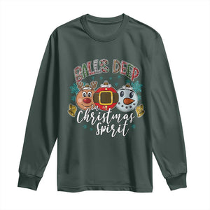 Funny Balls Deep In Christmas Spirit Long Sleeve Shirt Xmas Humorous Festive TS11 Dark Forest Green Print Your Wear