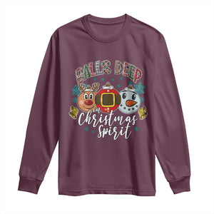 Funny Balls Deep In Christmas Spirit Long Sleeve Shirt Xmas Humorous Festive TS11 Maroon Print Your Wear
