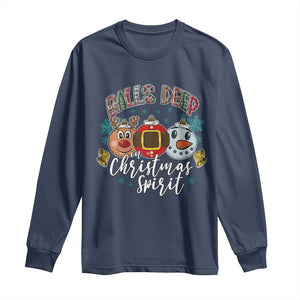 Funny Balls Deep In Christmas Spirit Long Sleeve Shirt Xmas Humorous Festive TS11 Navy Print Your Wear