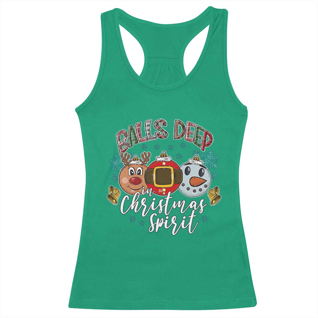 Funny Balls Deep In Christmas Spirit Racerback Tank Top Xmas Humorous Festive TS11 Irish Green Print Your Wear