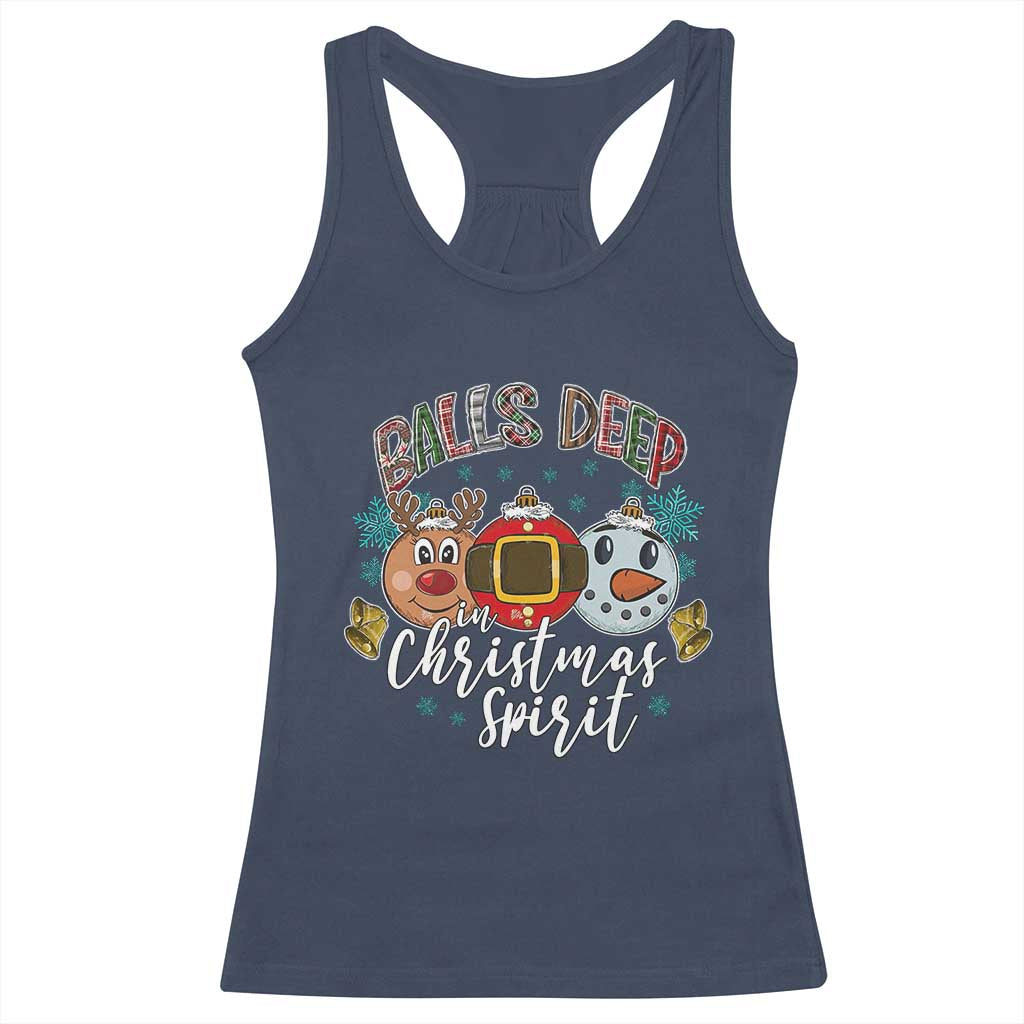 Funny Balls Deep In Christmas Spirit Racerback Tank Top Xmas Humorous Festive TS11 Navy Print Your Wear