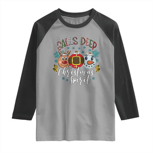 Funny Balls Deep In Christmas Spirit Raglan Shirt Xmas Humorous Festive TS11 Sport Gray Black Print Your Wear