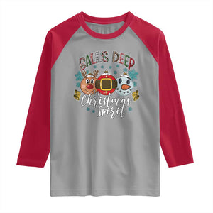 Funny Balls Deep In Christmas Spirit Raglan Shirt Xmas Humorous Festive TS11 Sport Gray Red Print Your Wear