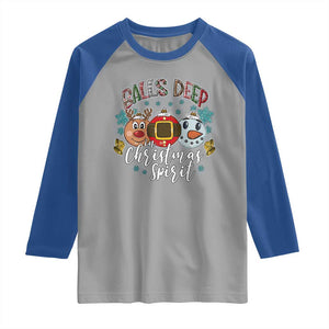 Funny Balls Deep In Christmas Spirit Raglan Shirt Xmas Humorous Festive TS11 Sport Gray Royal Print Your Wear