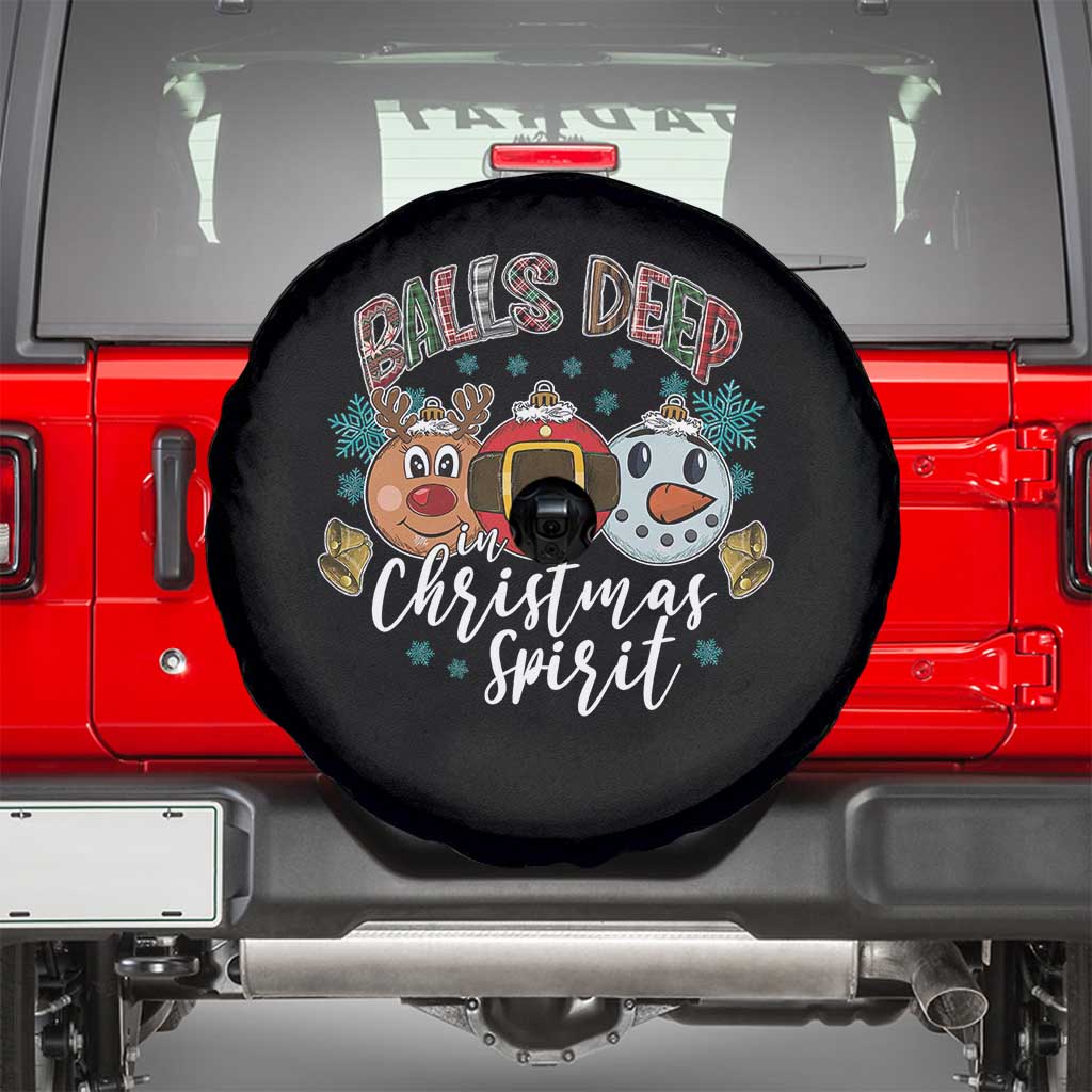 Funny Balls Deep In Christmas Spirit Spare Tire Cover Xmas Humorous Festive TS11 Black Print Your Wear