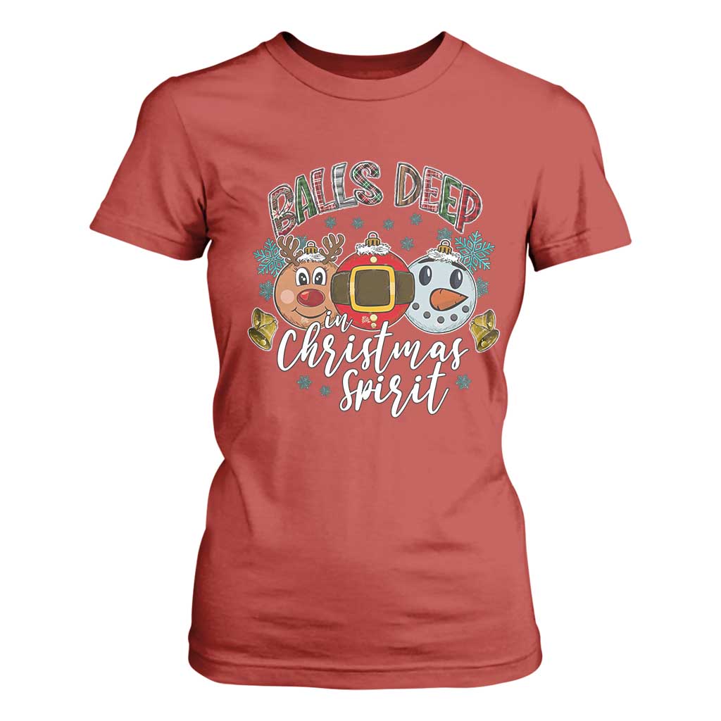 Funny Balls Deep In Christmas Spirit T Shirt For Women Xmas Humorous Festive TS11 Red Print Your Wear