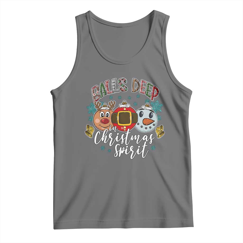 Funny Balls Deep In Christmas Spirit Tank Top Xmas Humorous Festive TS11 Black Heather Print Your Wear