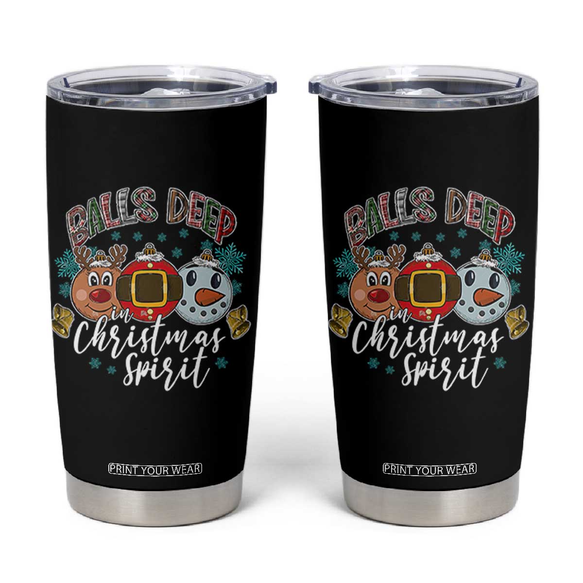 Funny Balls Deep In Christmas Spirit Tumbler Cup Xmas Humorous Festive TS11 Black Print Your Wear