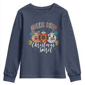 Funny Balls Deep In Christmas Spirit Youth Sweatshirt Xmas Humorous Festive TS11 Navy Print Your Wear