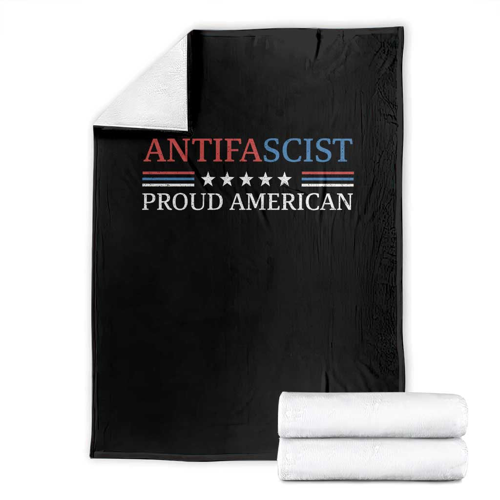 Antifascist Proud American Throw Blanket Fight Fascism Protest Liberal Democrat TS11 Black Print Your Wear