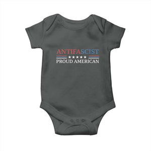 Antifascist Proud American Baby Onesie Fight Fascism Protest Liberal Democrat TS11 Dark Heather Print Your Wear