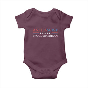 Antifascist Proud American Baby Onesie Fight Fascism Protest Liberal Democrat TS11 Maroon Print Your Wear