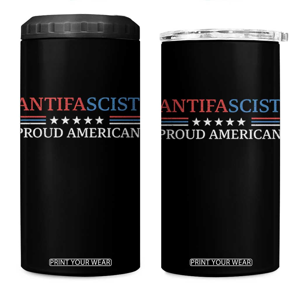 Antifascist Proud American 4 in 1 Can Cooler Tumbler Fight Fascism Protest Liberal Democrat TS11 One Size: 16 oz Black Print Your Wear