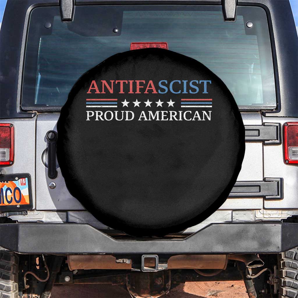 Antifascist Proud American Spare Tire Cover Fight Fascism Protest Liberal Democrat TS11 No hole Black Print Your Wear