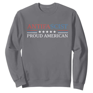 Antifascist Proud American Sweatshirt Fight Fascism Protest Liberal Democrat TS11 Charcoal Print Your Wear