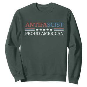 Antifascist Proud American Sweatshirt Fight Fascism Protest Liberal Democrat TS11 Dark Forest Green Print Your Wear