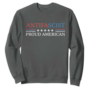 Antifascist Proud American Sweatshirt Fight Fascism Protest Liberal Democrat TS11 Dark Heather Print Your Wear