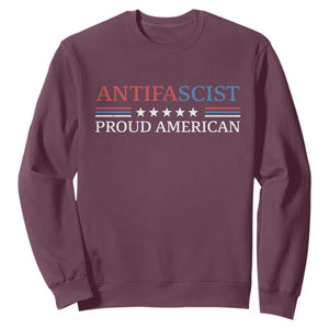 Antifascist Proud American Sweatshirt Fight Fascism Protest Liberal Democrat TS11 Maroon Print Your Wear