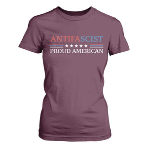 Antifascist Proud American T Shirt For Women Fight Fascism Protest Liberal Democrat TS11 Maroon Print Your Wear