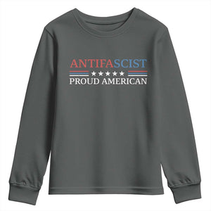 Antifascist Proud American Youth Sweatshirt Fight Fascism Protest Liberal Democrat TS11 Dark Heather Print Your Wear