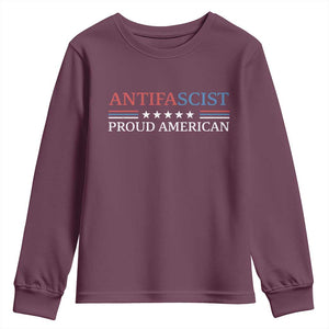 Antifascist Proud American Youth Sweatshirt Fight Fascism Protest Liberal Democrat TS11 Maroon Print Your Wear