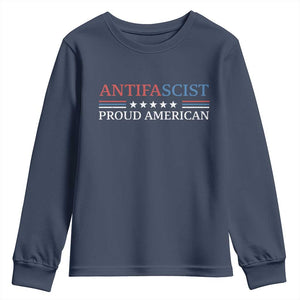 Antifascist Proud American Youth Sweatshirt Fight Fascism Protest Liberal Democrat TS11 Navy Print Your Wear