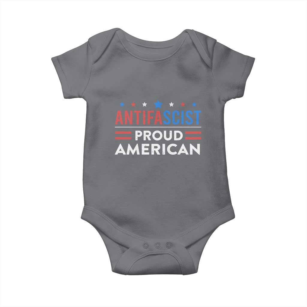 Antifascist Proud American Baby Onesie Fight Fascism Protest Human Rights TS11 Charcoal Print Your Wear