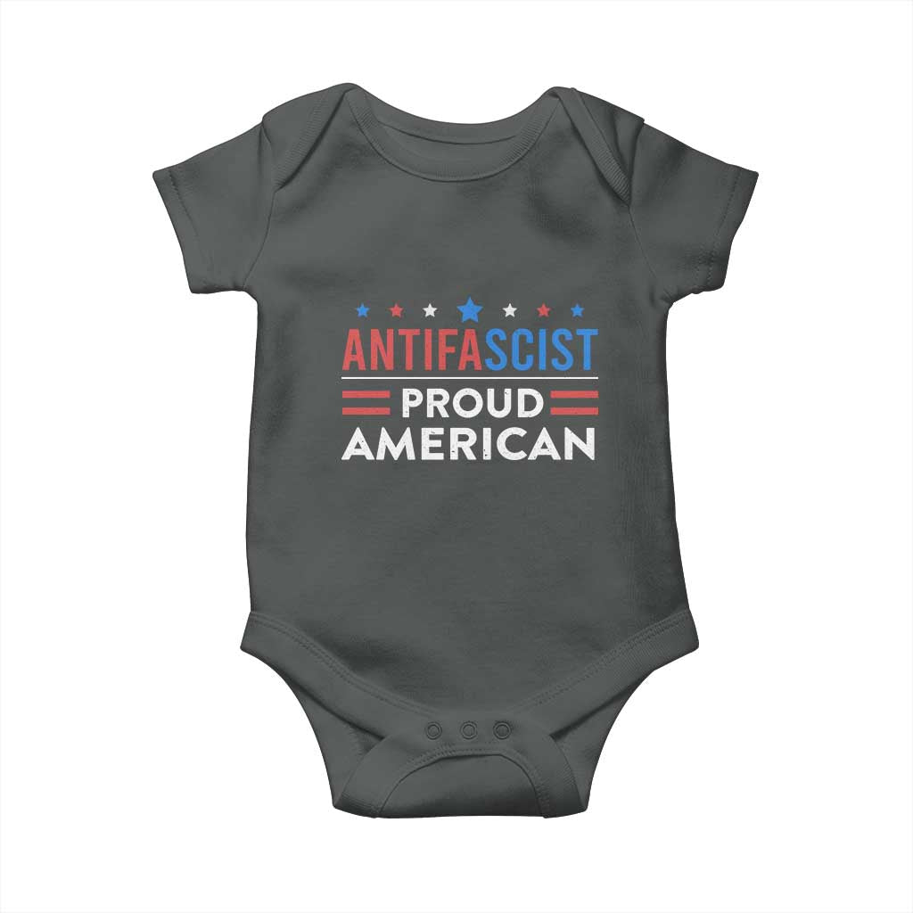 Antifascist Proud American Baby Onesie Fight Fascism Protest Human Rights TS11 Dark Heather Print Your Wear
