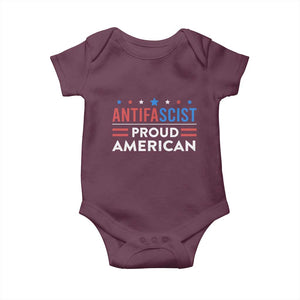 Antifascist Proud American Baby Onesie Fight Fascism Protest Human Rights TS11 Maroon Print Your Wear