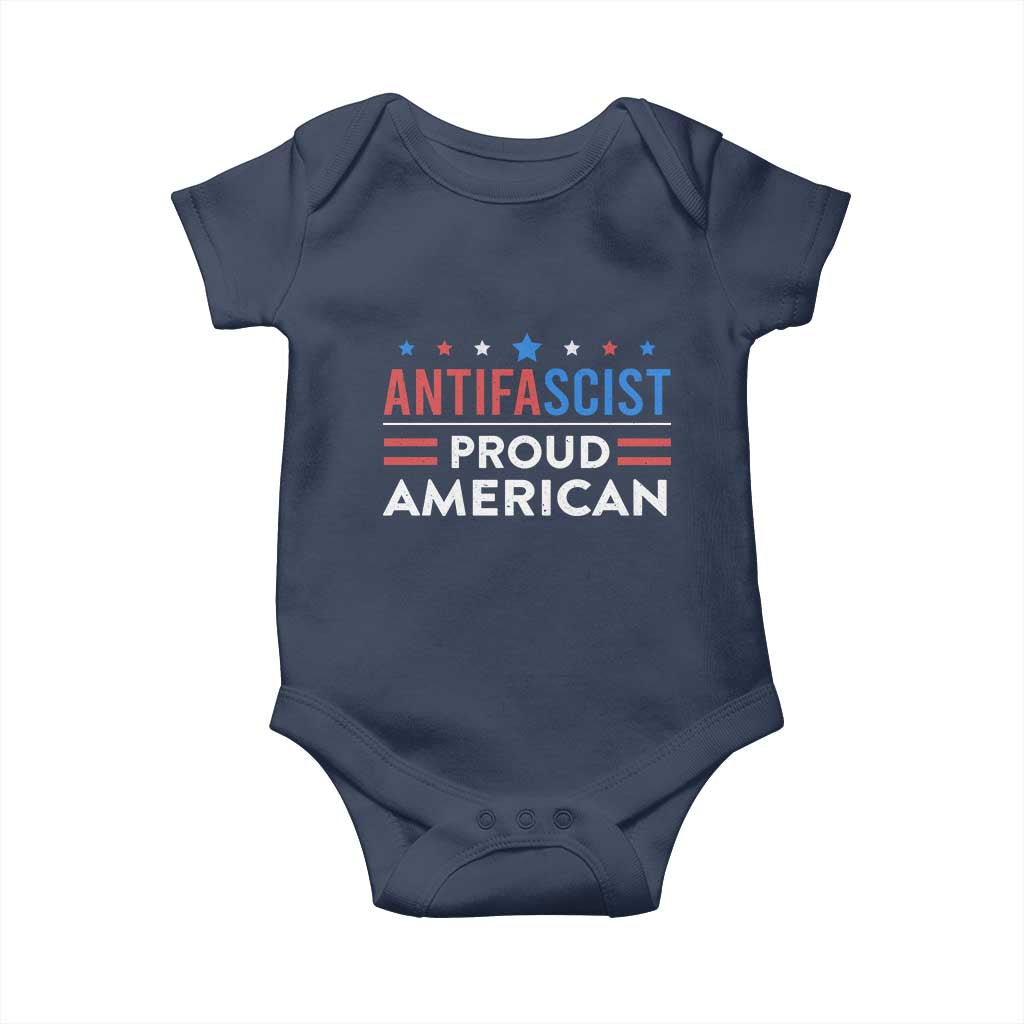 Antifascist Proud American Baby Onesie Fight Fascism Protest Human Rights TS11 Navy Print Your Wear