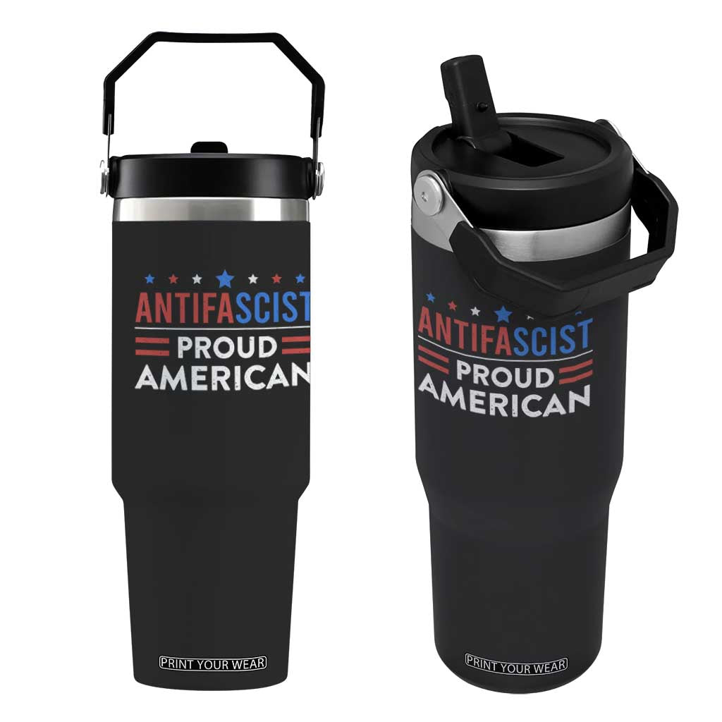 Antifascist Proud American Flip Straw Tumbler Fight Fascism Protest Human Rights TS11 One Size: 30 oz Black Print Your Wear